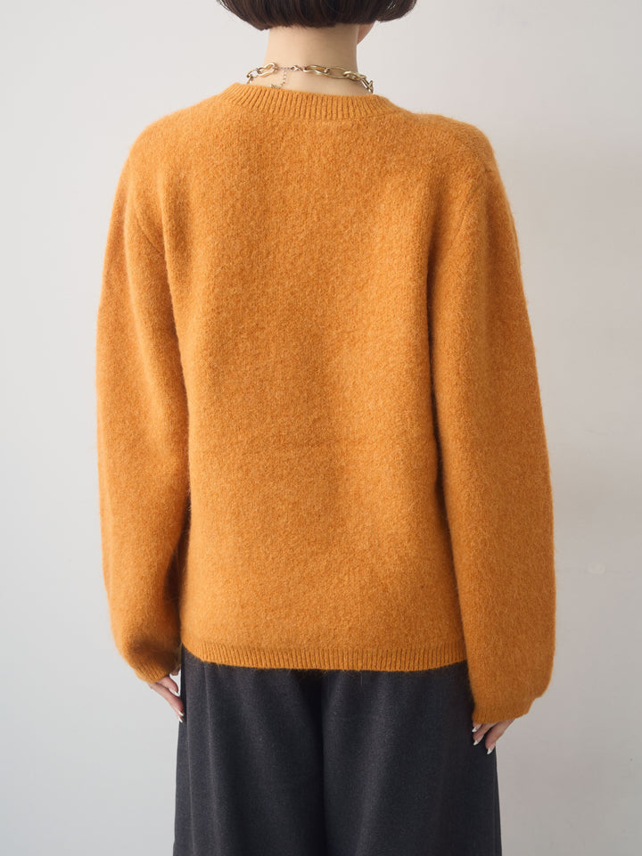 [予約]ソフトヘアリークルーネックニットトップス/orange