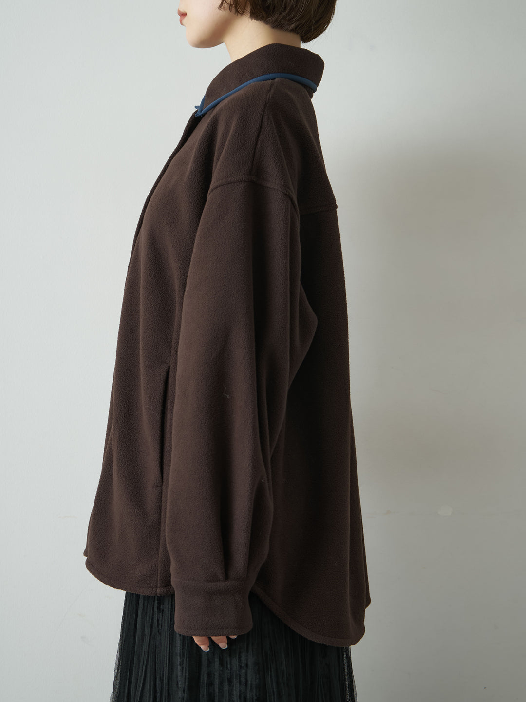 [予約]フリースパイピングシャツ/brown