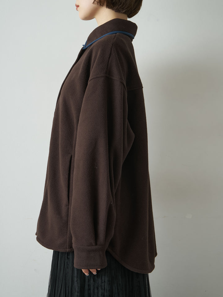 [予約]フリースパイピングシャツ/brown
