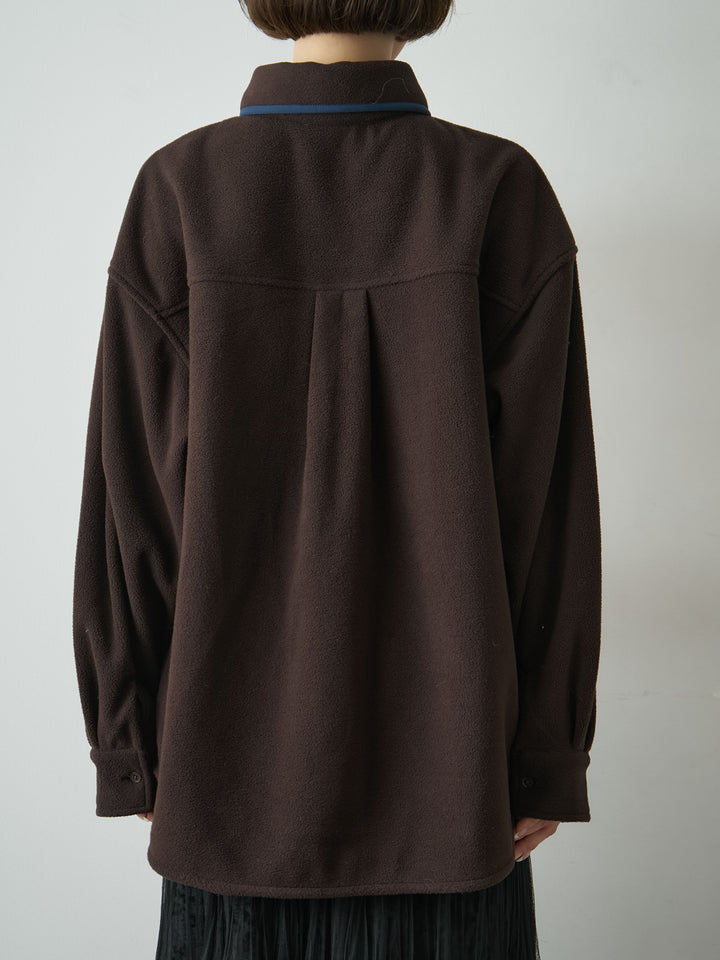 [予約]フリースパイピングシャツ/brown