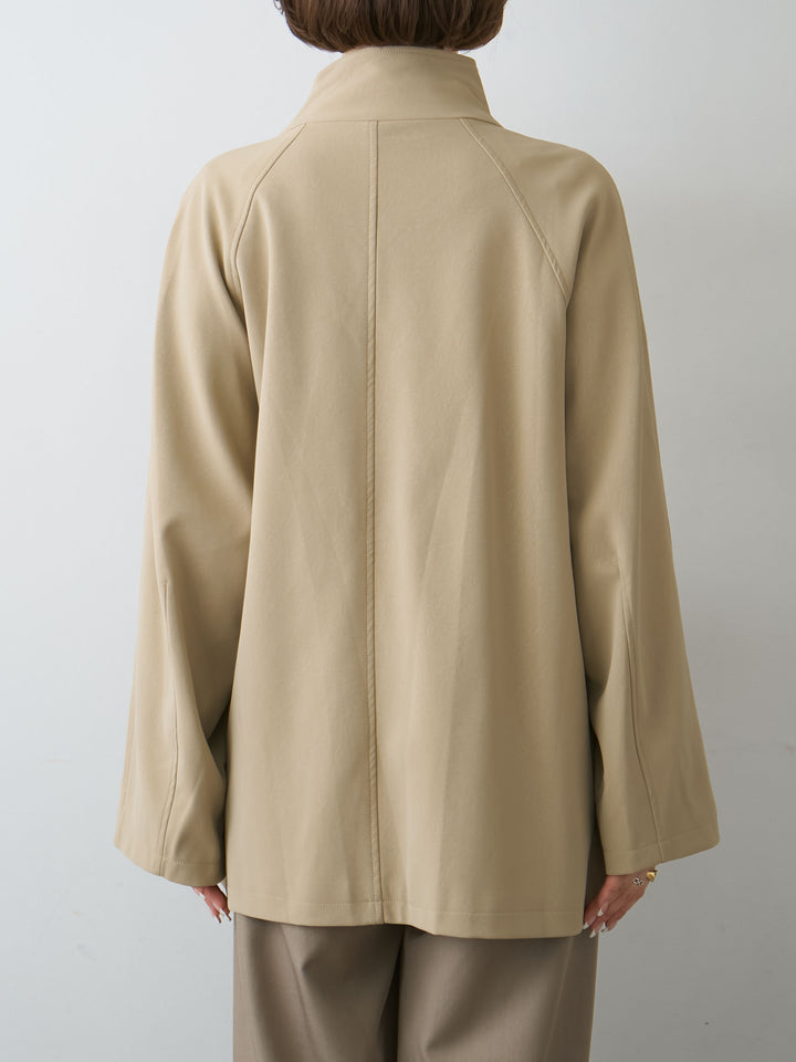 [予約]メタルモチーフレザータッチアシメジャケット/beige