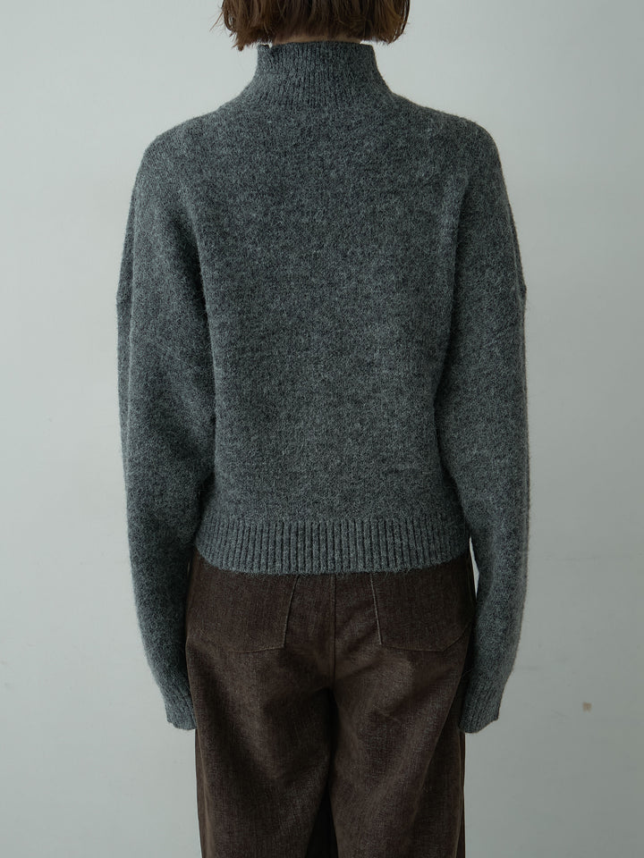 [予約]ウエストベルトハイネックニットトップス/darkgray