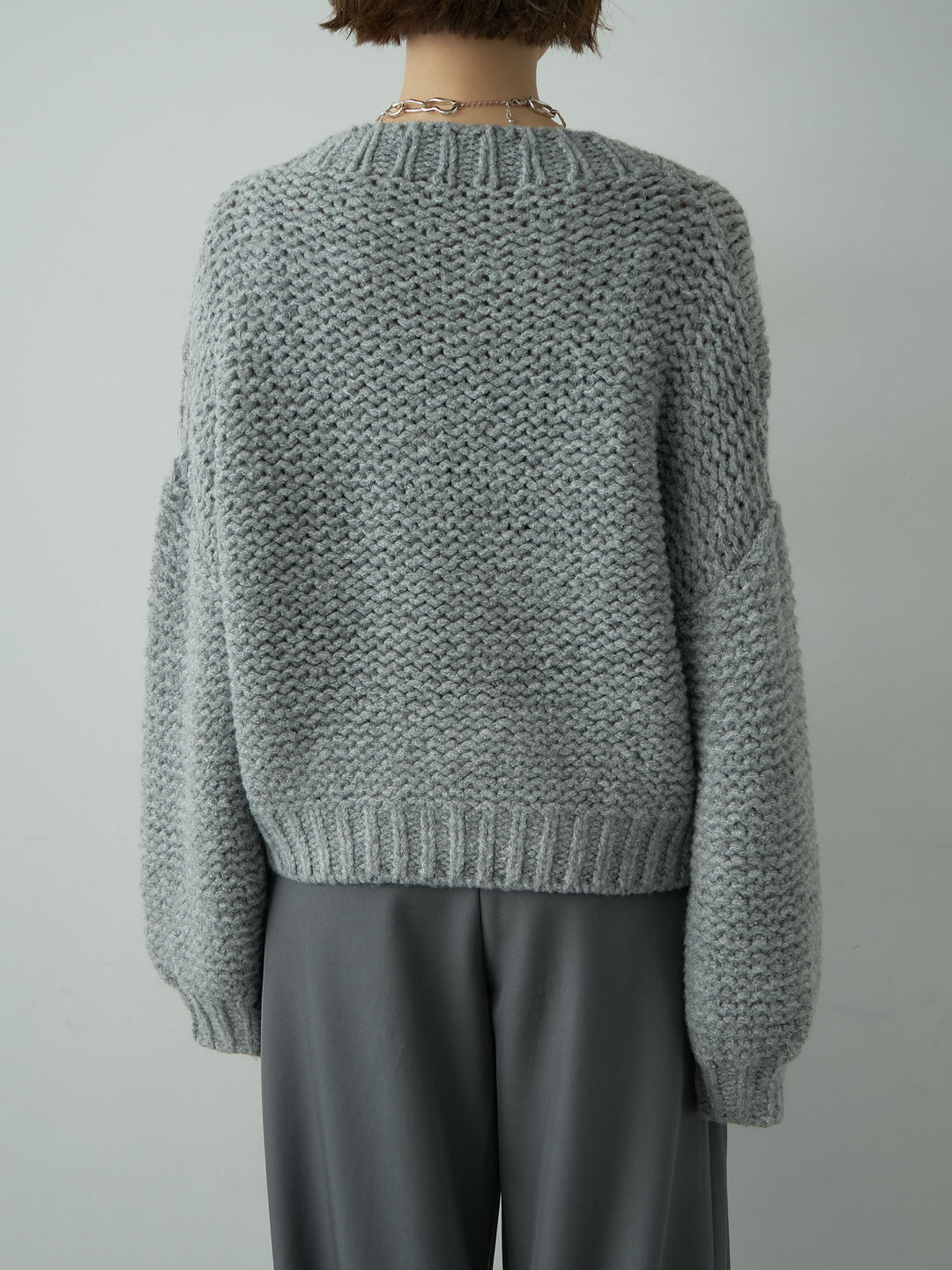 [予約]チャンキーケーブルニットトップス/gray