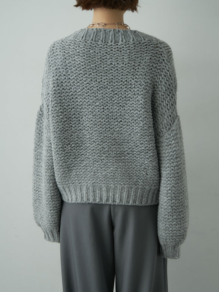 [予約]チャンキーケーブルニットトップス/gray