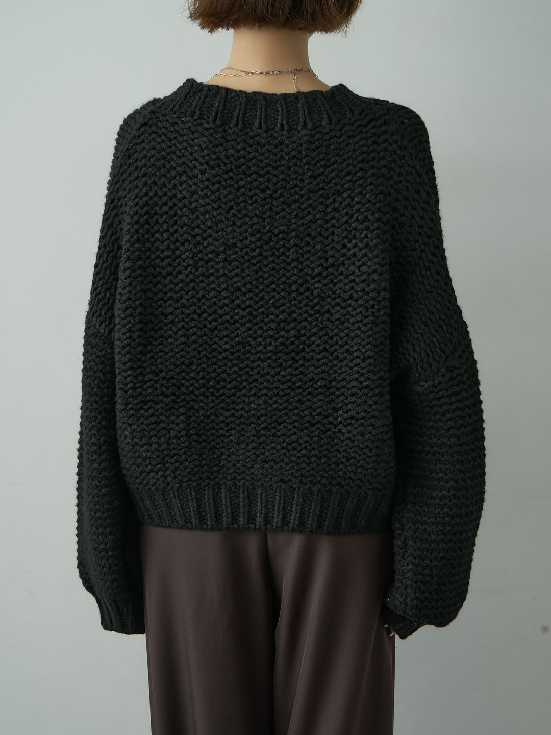 [予約]チャンキーケーブルニットトップス/black