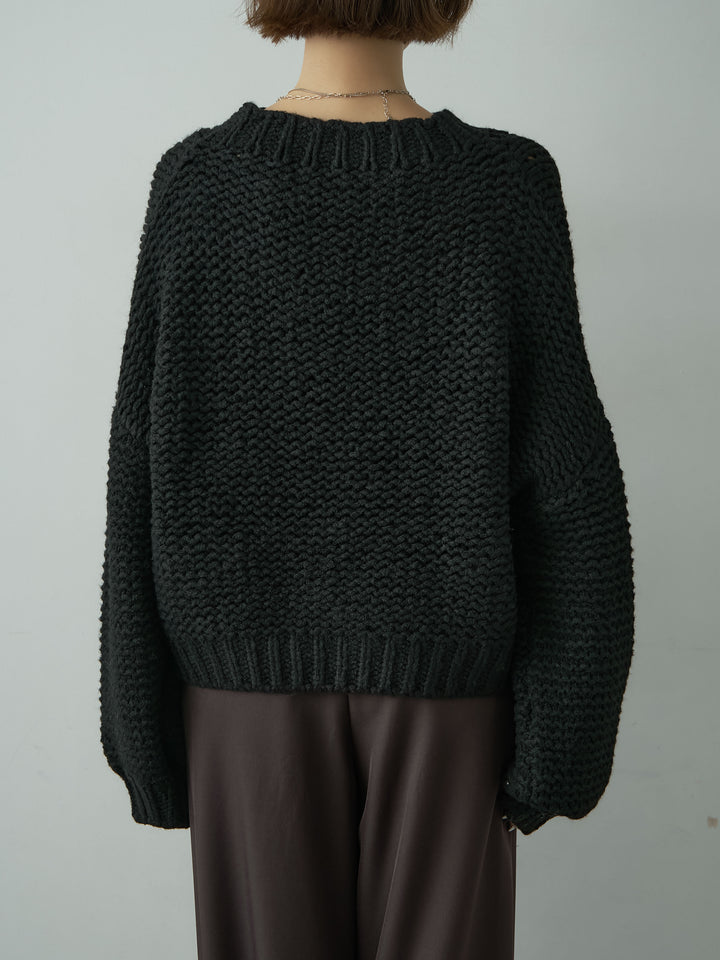 [予約]チャンキーケーブルニットトップス/black