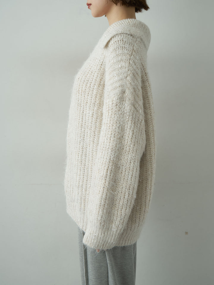 [予約]スキッパースパンリブニットトップス/ivory