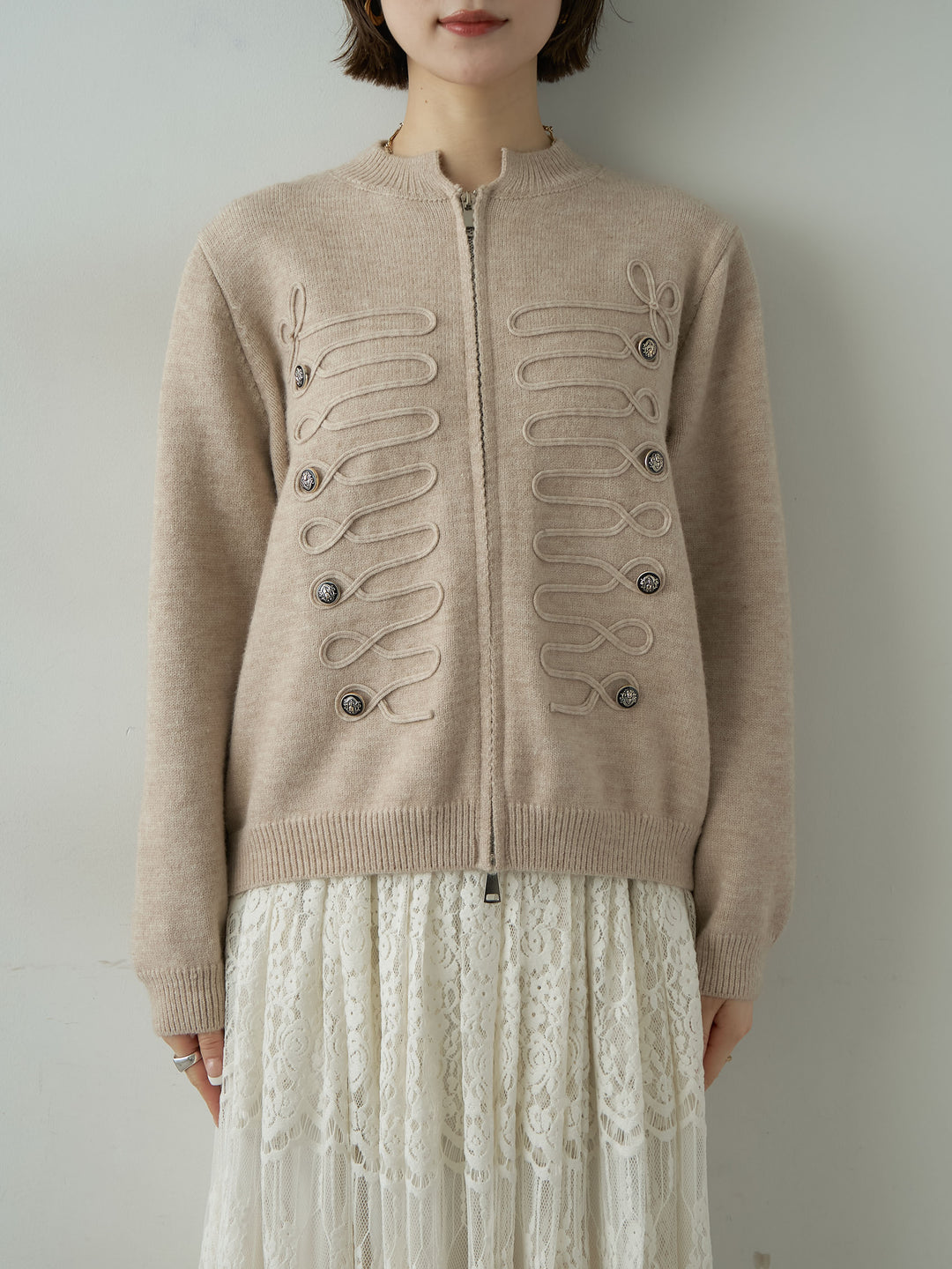 [予約]ナポレオンWジップニットカーディガン/beige