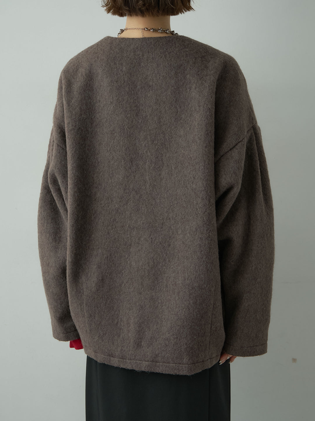 [予約]フードマフ付メランジコート/brown