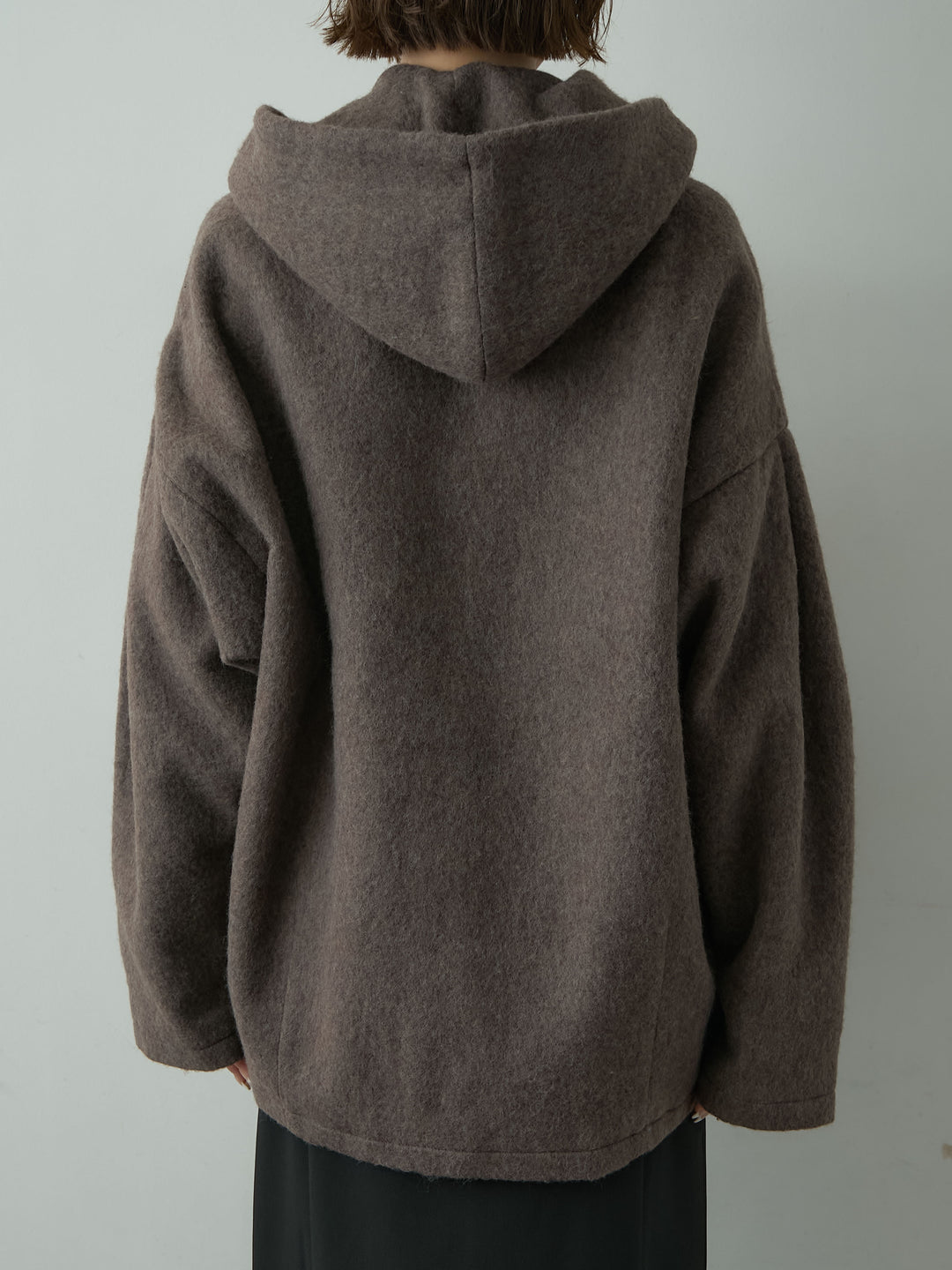 [予約]フードマフ付メランジコート/brown