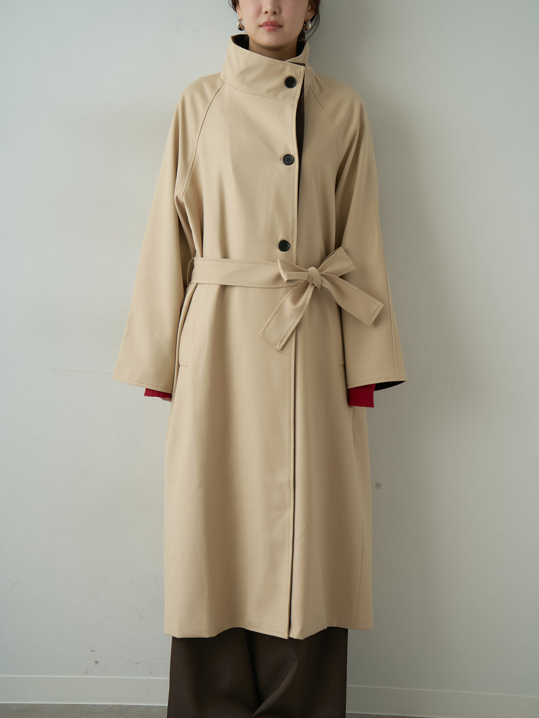 [予約]バイカラーロングトレンチコート/beige