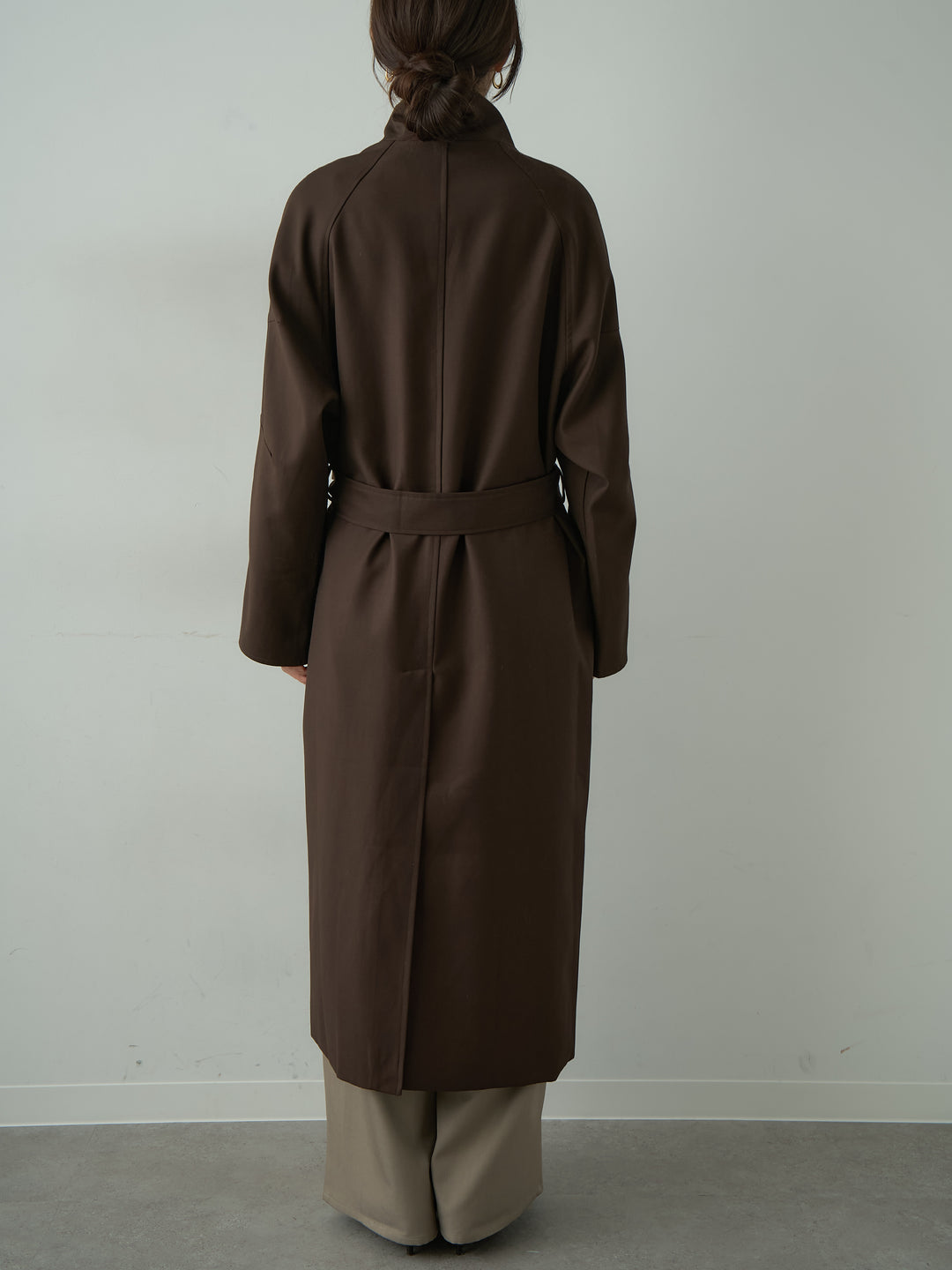 [予約]バイカラーロングトレンチコート/brown