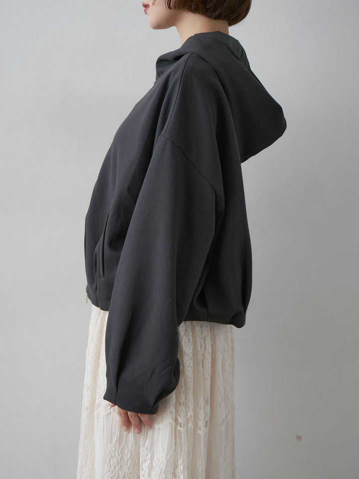 [予約]タックギャザースウェットフーディー/darkgray