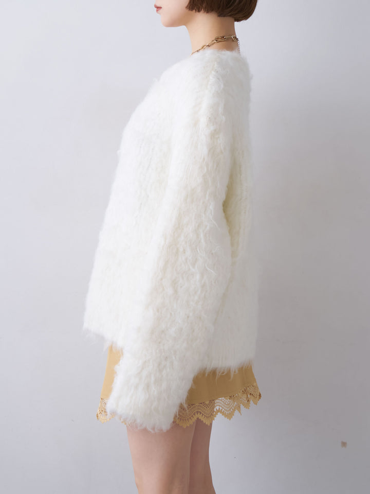 [予約]フェザーシャギーボックスプルオーバー/white