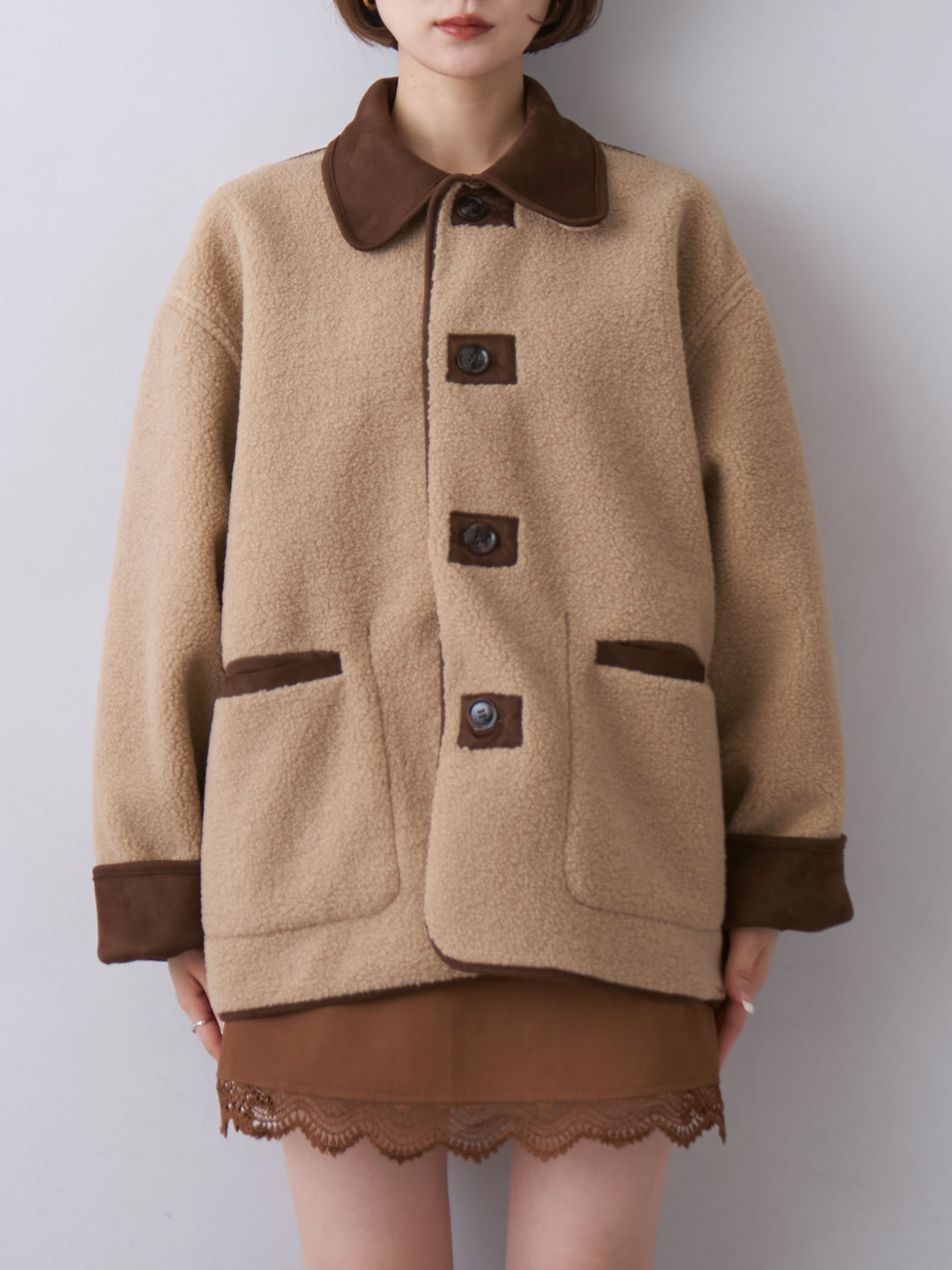 [予約]スエード×ボアムートンリバーシブルジャケット/beige