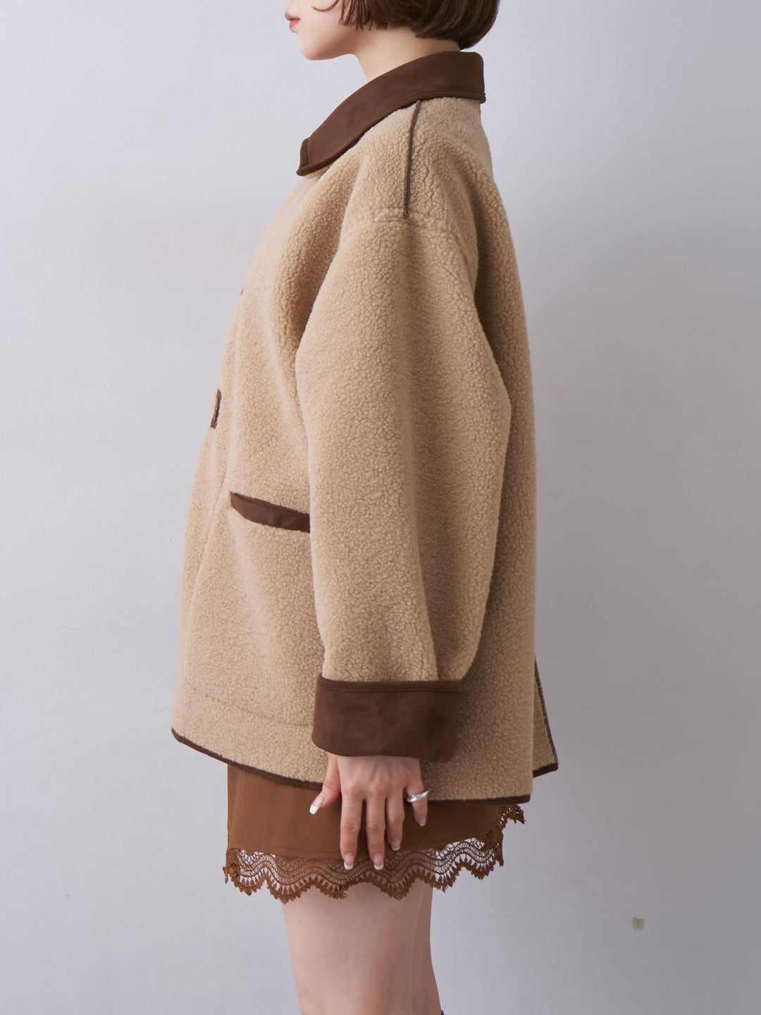 [予約]スエード×ボアムートンリバーシブルジャケット/beige