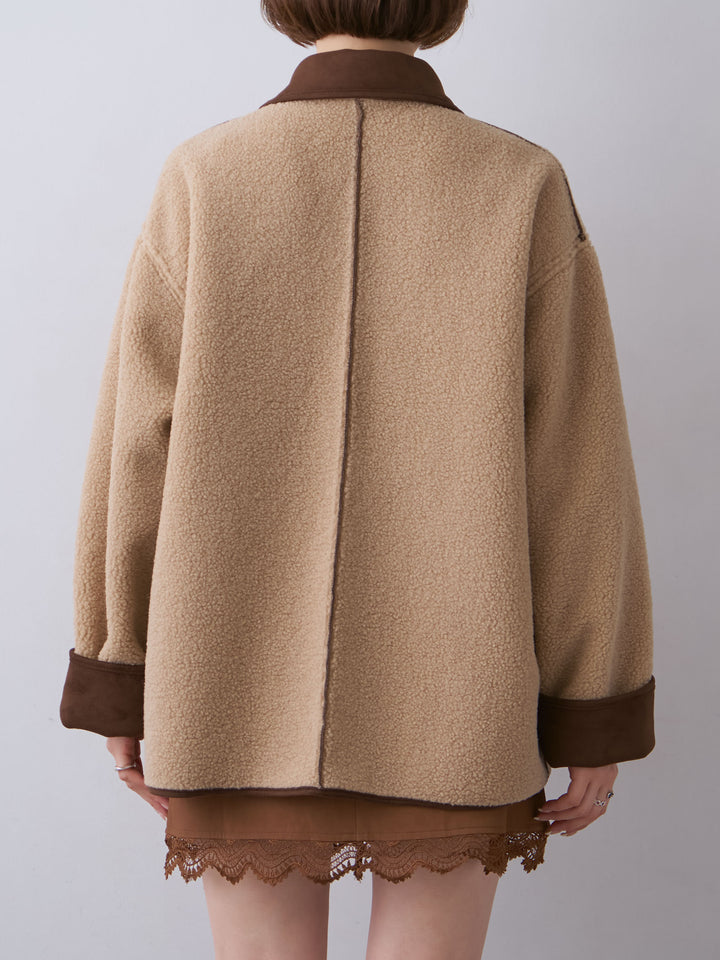 [予約]スエード×ボアムートンリバーシブルジャケット/beige
