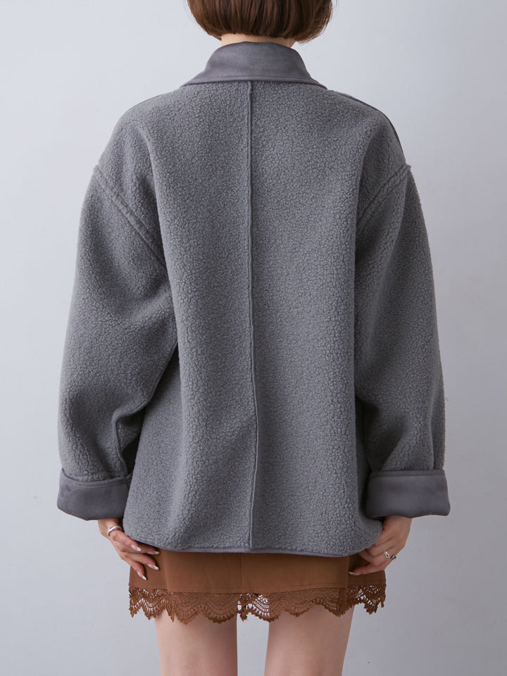 【預購】麂皮 x Boa Mouton 雙面外套 / 炭灰色