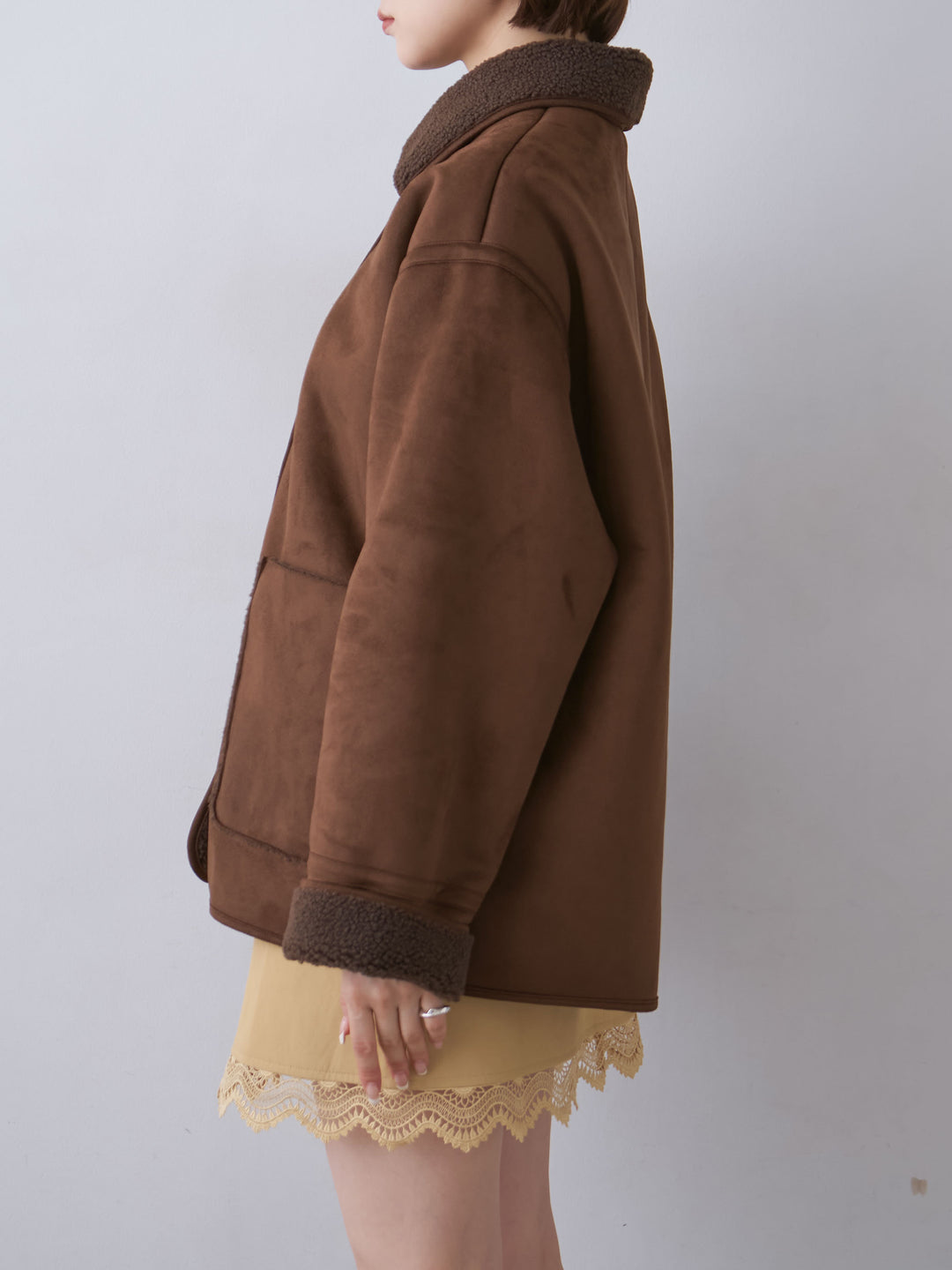 [予約]スエード×ボアムートンリバーシブルジャケット/brown