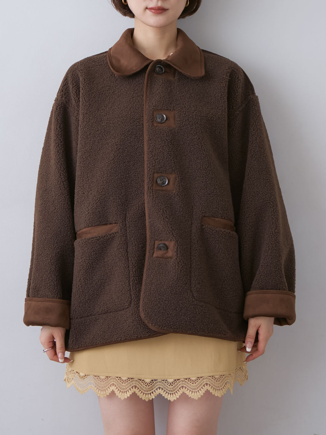 [予約]スエード×ボアムートンリバーシブルジャケット/brown