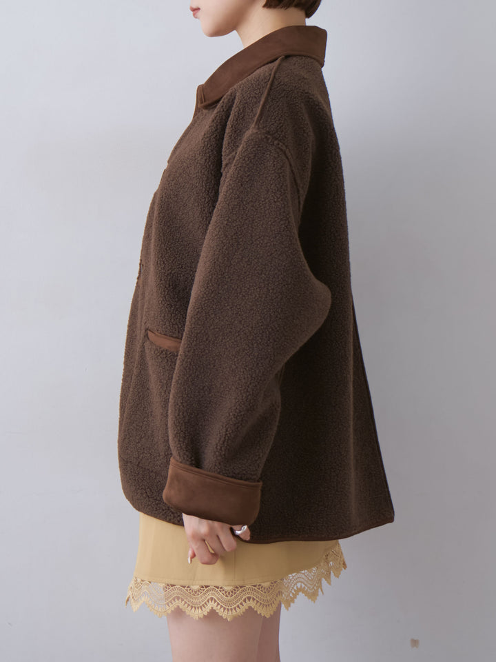 [予約]スエード×ボアムートンリバーシブルジャケット/brown