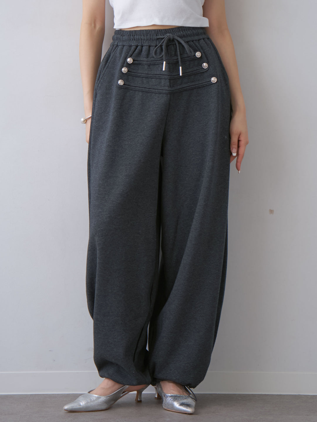 [予約]ナポレオンドロストスウェットパンツ/charcoal