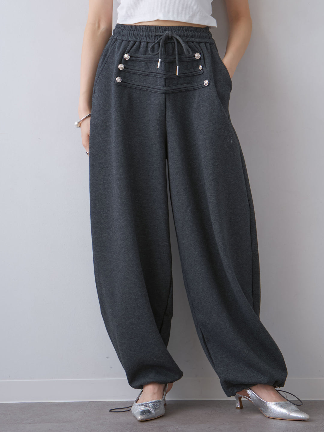 [予約]ナポレオンドロストスウェットパンツ/charcoal