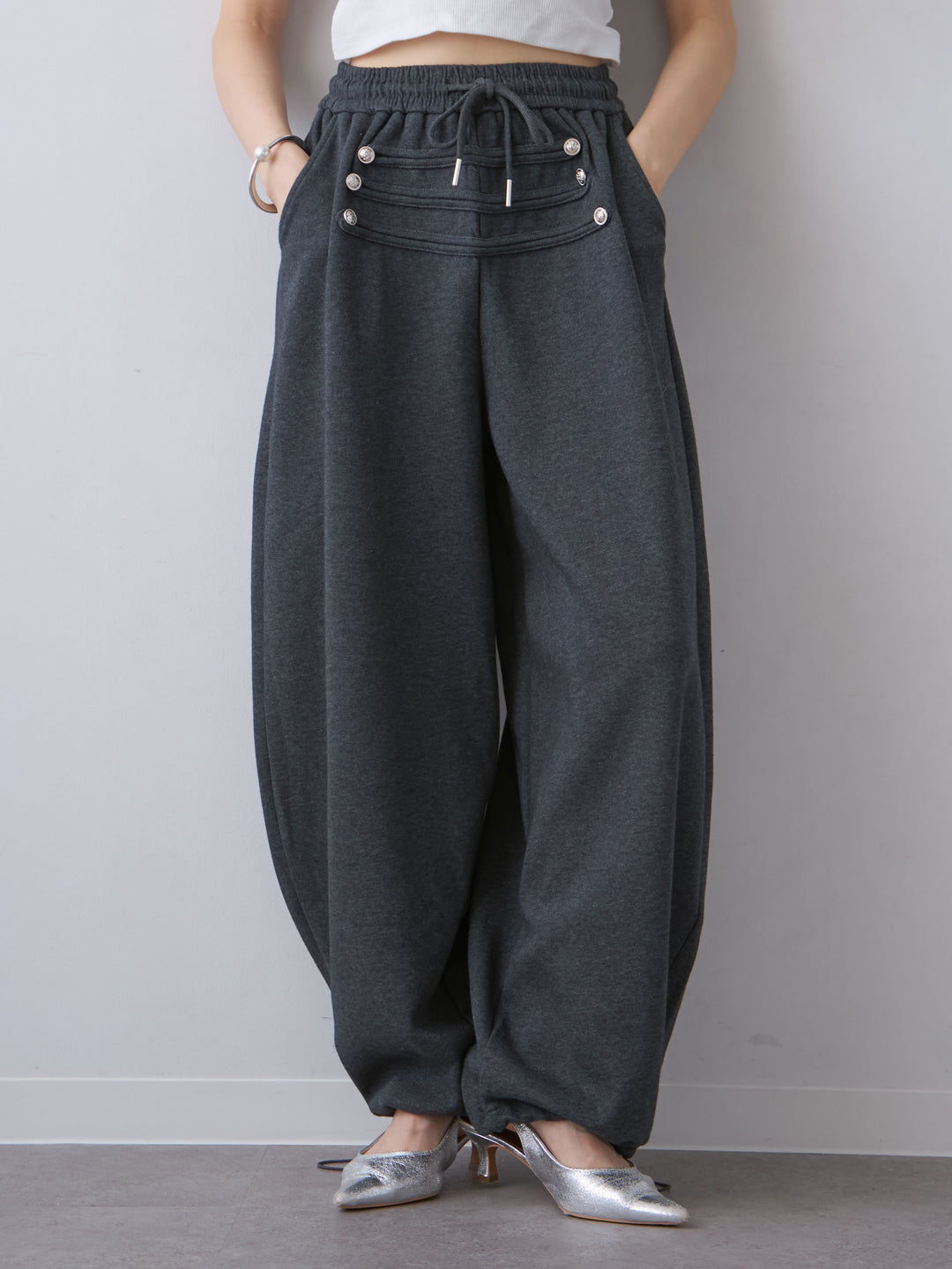 [予約]ナポレオンドロストスウェットパンツ/charcoal
