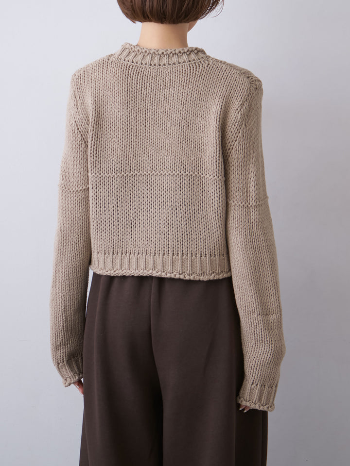 [予約]シームデザインクロップニットトップス/beige