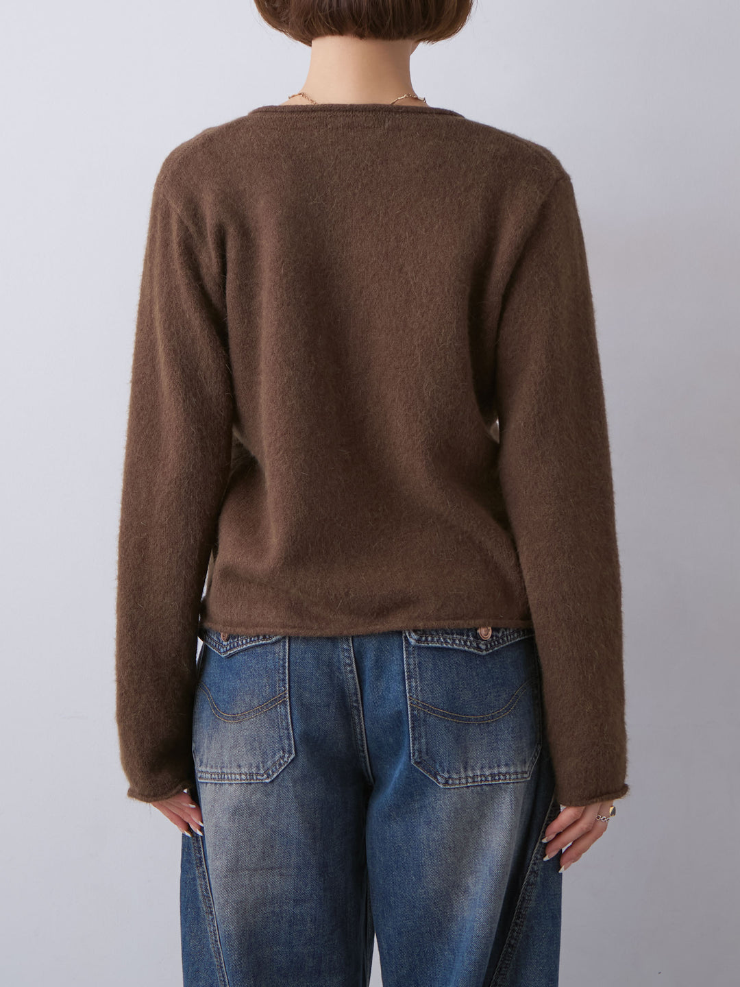 [予約]プチゴールドボタンニットカーディガン/brown
