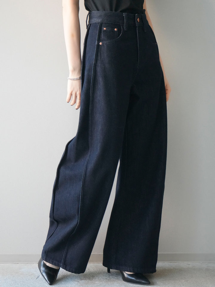 [予約]バレルレッグデニムパンツ/navy