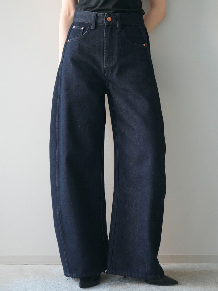 [予約]バレルレッグデニムパンツ/navy