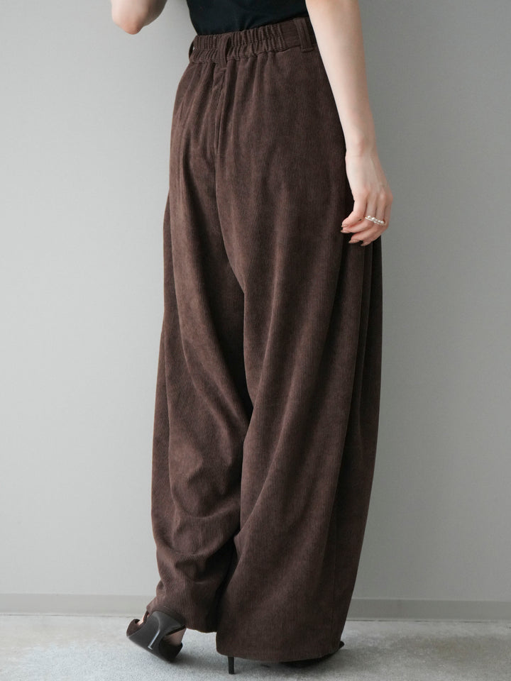 [予約]コーデュロイサイドタックコクーンパンツ/brown