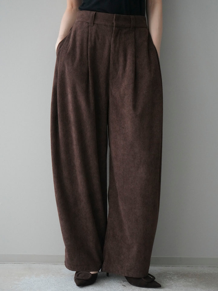 [予約]コーデュロイサイドタックコクーンパンツ/brown
