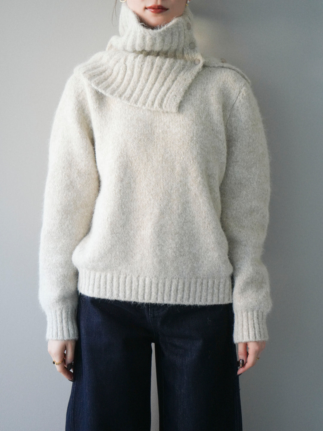 [予約]ネック付MIXニットアンサンブル/apricot