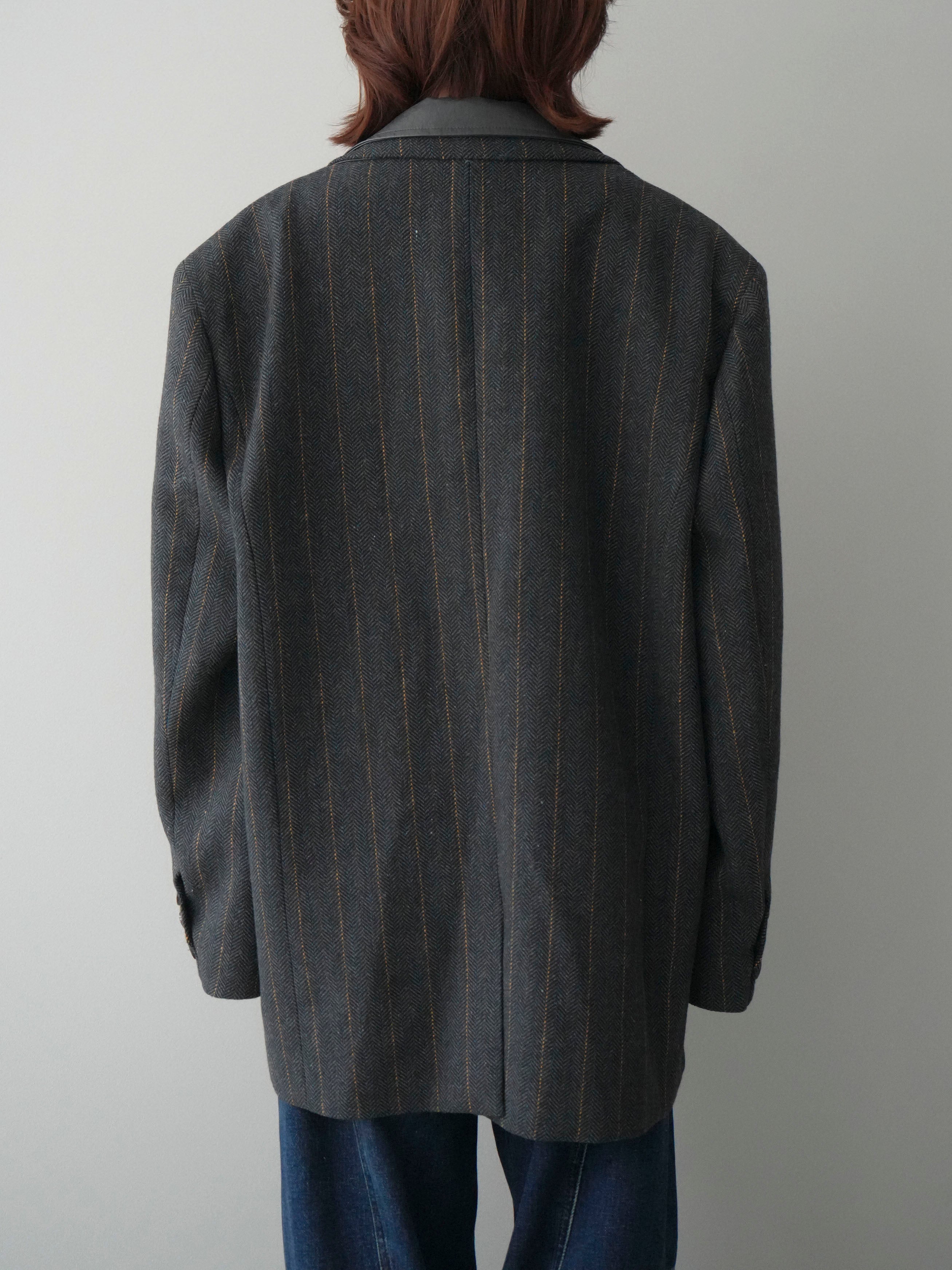 予約]レイヤードデザインツイードテーラードジャケット/charcoal – Lumier