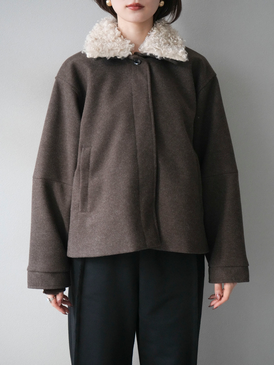 [予約]ロービングボアえりブルゾン/brown