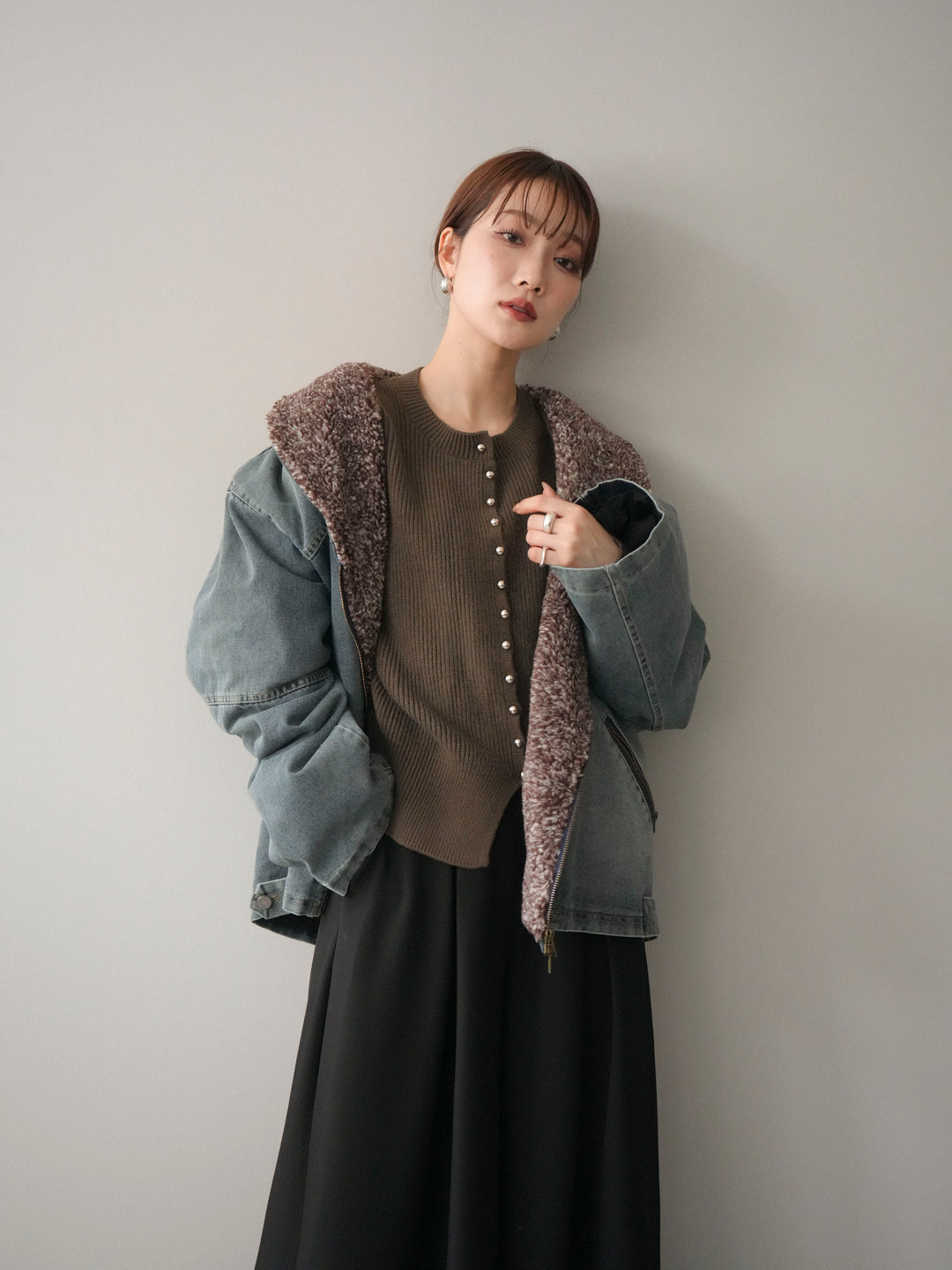 [予約]ミックスボアデニムジャケット/blue