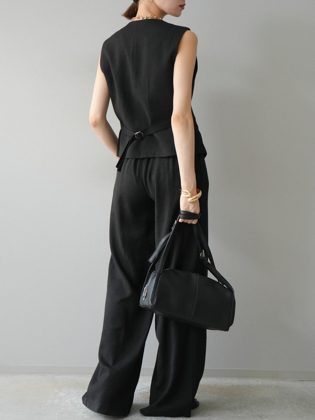 [SET]Vネックジレ＆ワイドパンツSET UP(2set)