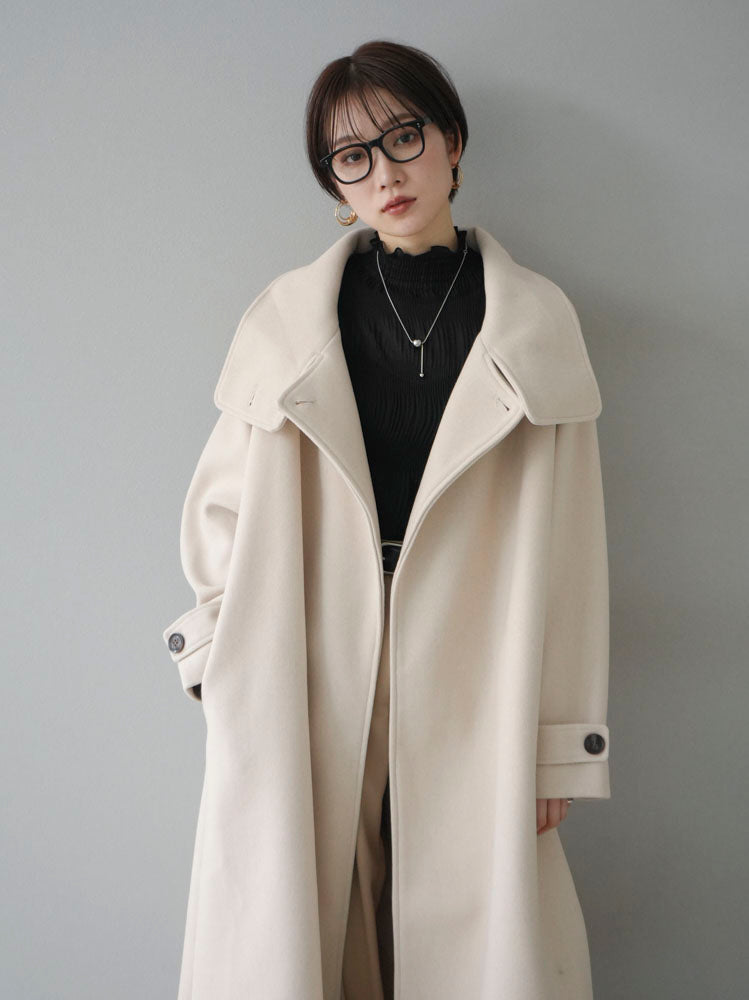 [Pre-order] Faux wool stand-up collar coat/heather ivory