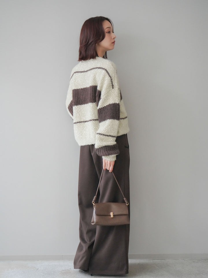 [予約]配色パイピングイージーパンツ/brown