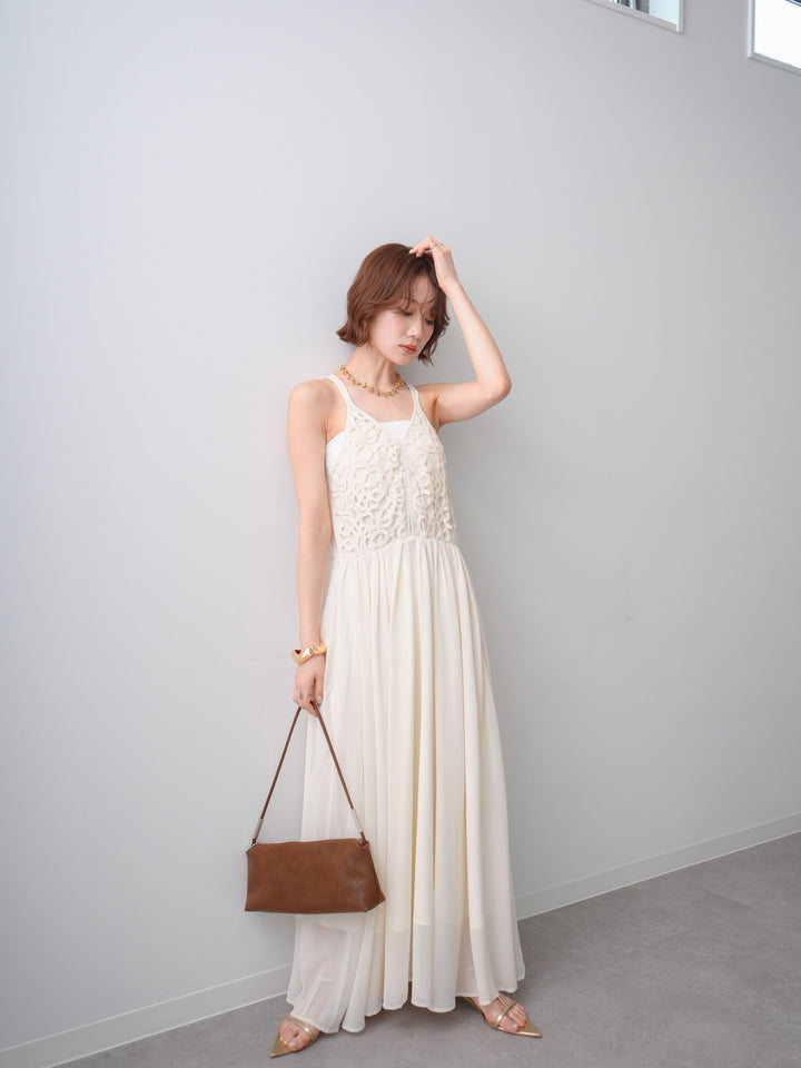 [SET]クロシェシフォンキャミワンピース+選べるアクセセット(2set)