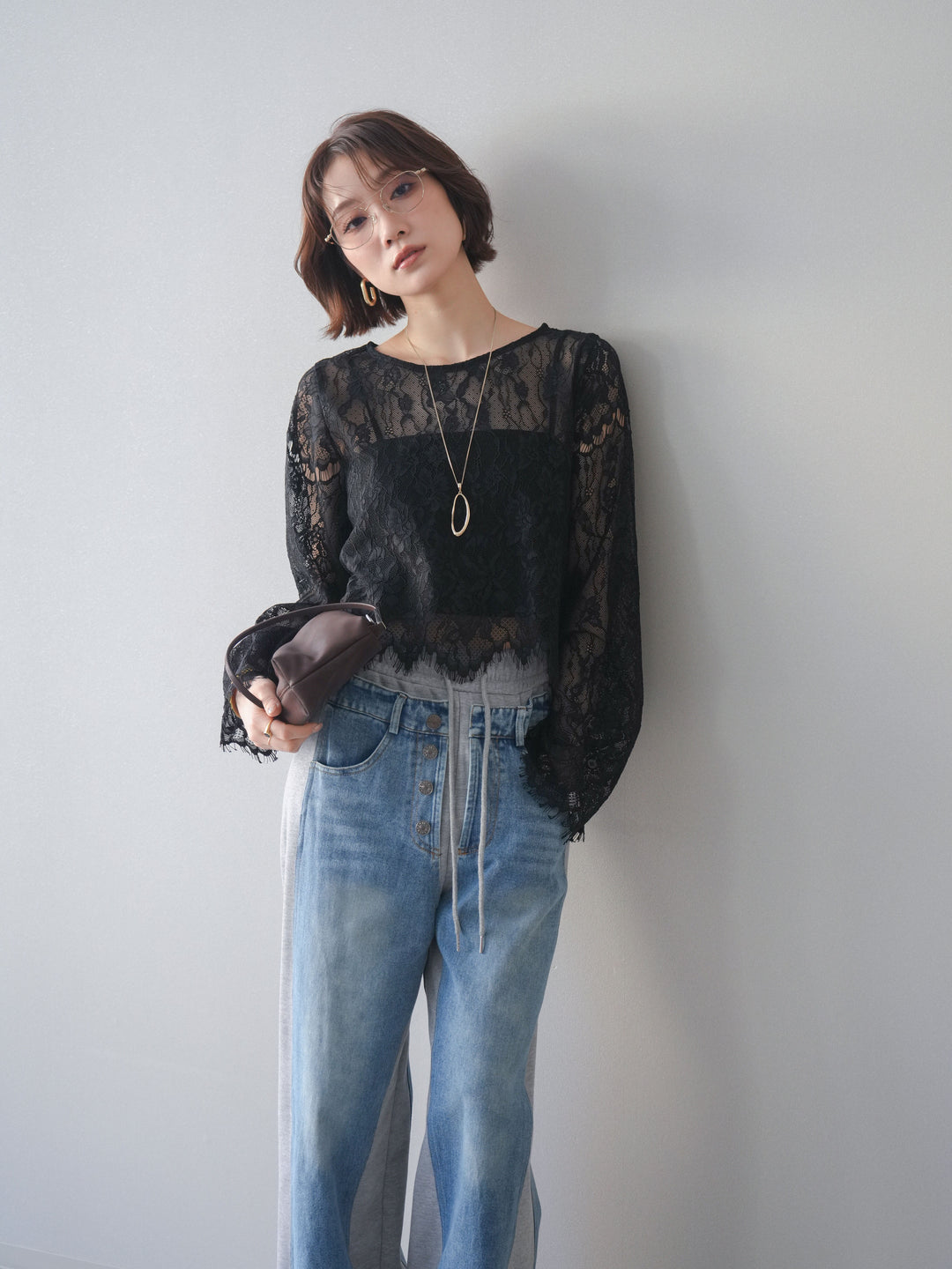 [SET]2WAYスリーブレーストップス+選べるアクセセット(2set)