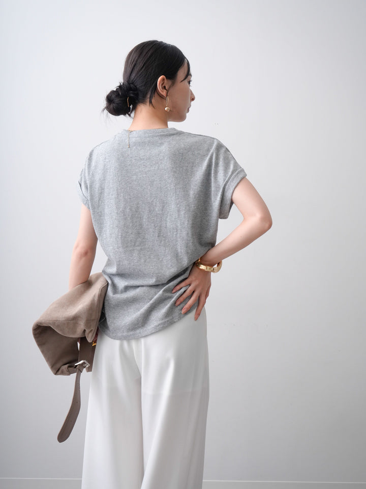 [SET]ドッグエンブロイダリーTEE+アシンメトリーベルトタックワイドパンツ(2set)