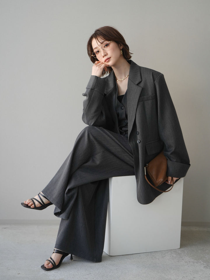 [予約]ダブルボタンヘリンボーンジャケット/black