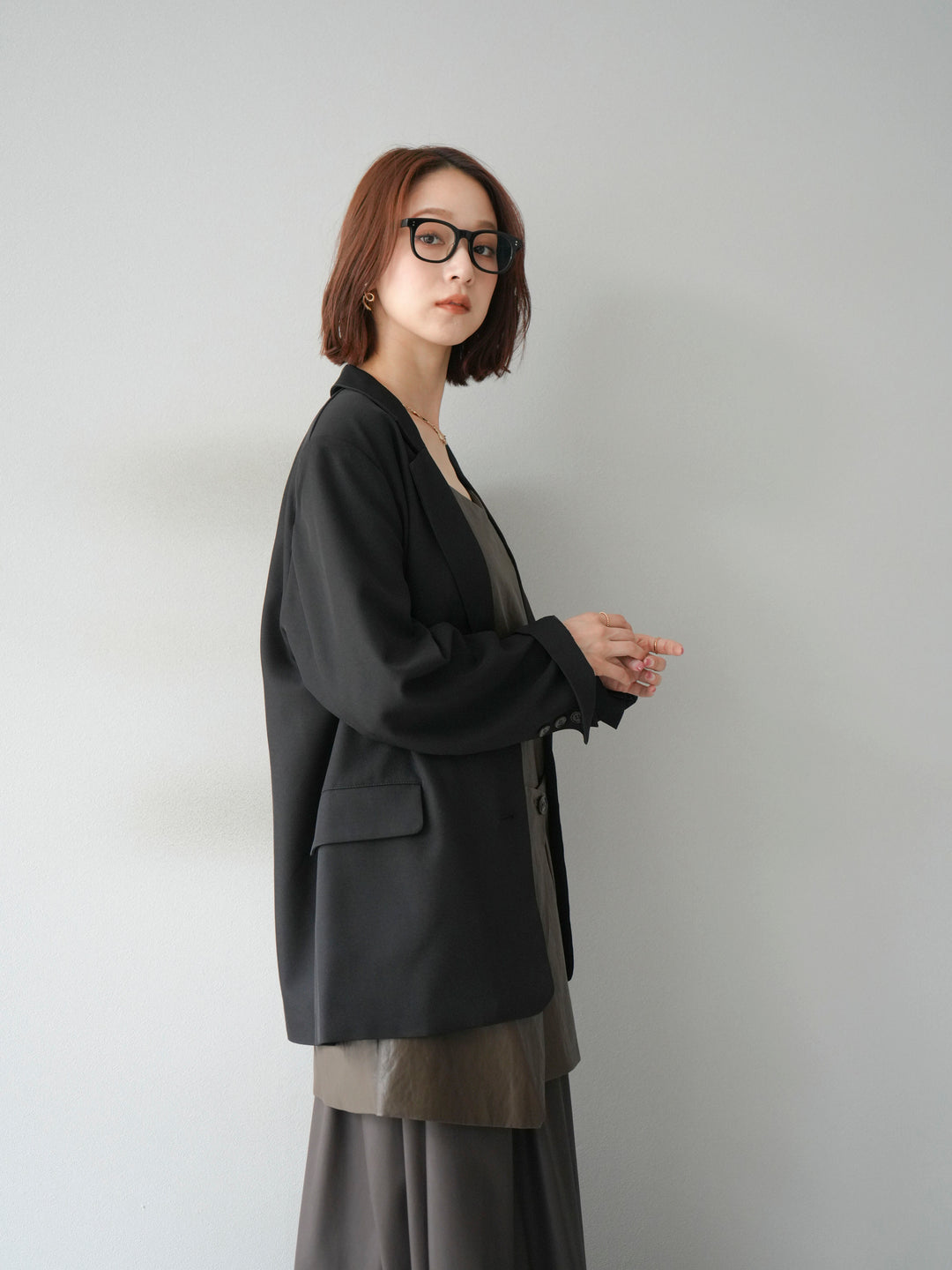 [予約]エステルオーバーテーラードジャケット/ブラック