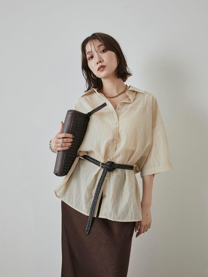 【預購】2WAY尼龍墊圈半身襯衫/奶油色
