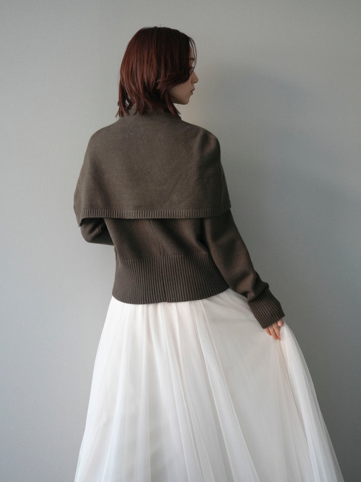 [予約]フロントスリットネックアンサンブルニット/khaki