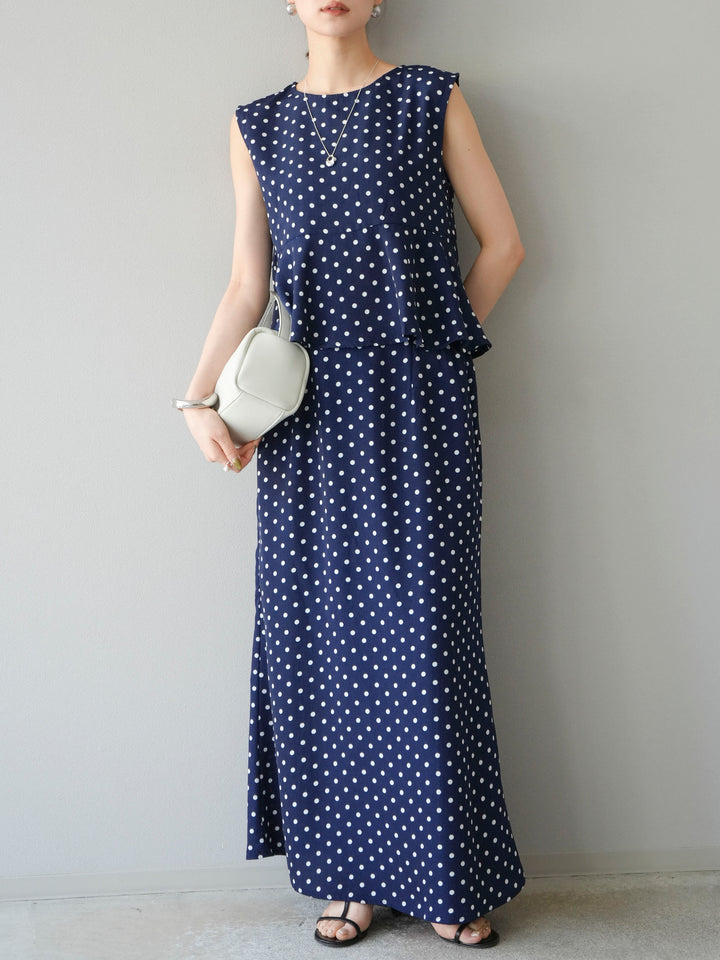 [予約]ドットAラインスカート/ネイビー