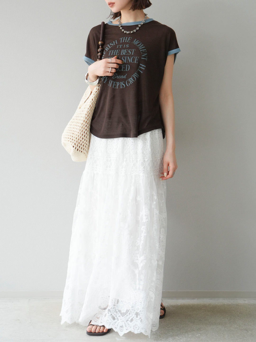 [予約]レースフレアスカート/ホワイト